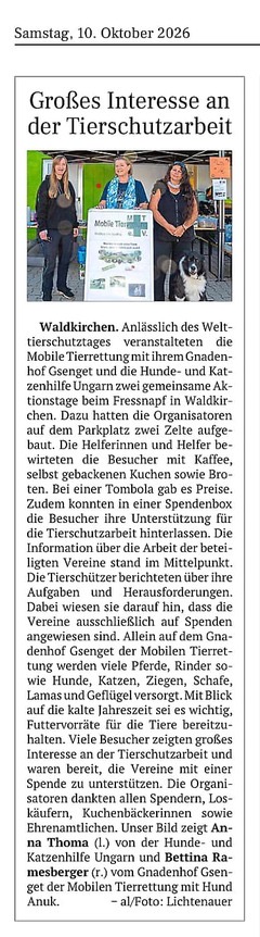 Original-Zeitungsausschnitt der Passauer Neuen Presse vom 10. Oktober 2026